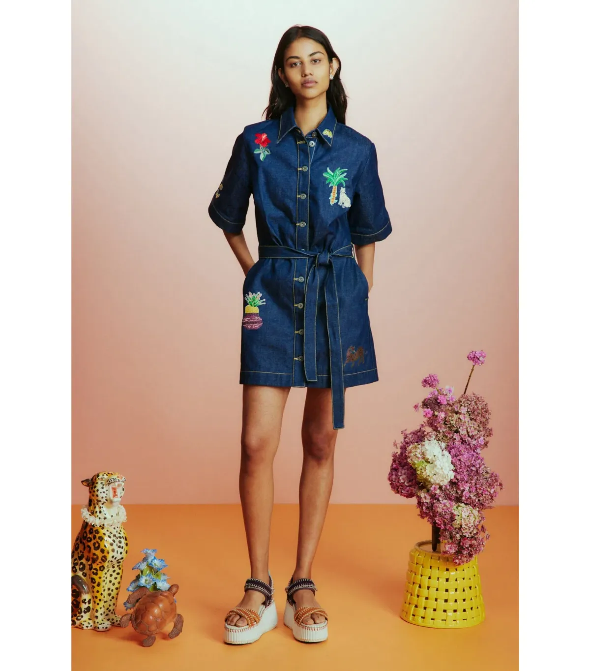 Alemais Jada Mini Dress Denim Blue Size AU 8 for rent on The Volte - main image