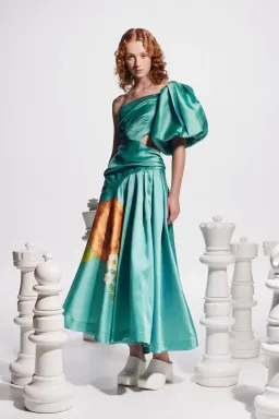 Alemais Regent Jade Gown Green Print Size AU 8 for rent on The Volte - image 1
