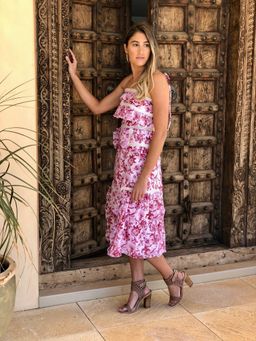 Stevie May British India Tie Midi Dress Pink 8 for rent on The Volte - image 4