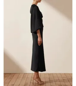 Shona Joy Luxe Twist Front Balloon Sleeve Midi Dress Black Onyx Size AU 18 for rent on The Volte - image 2