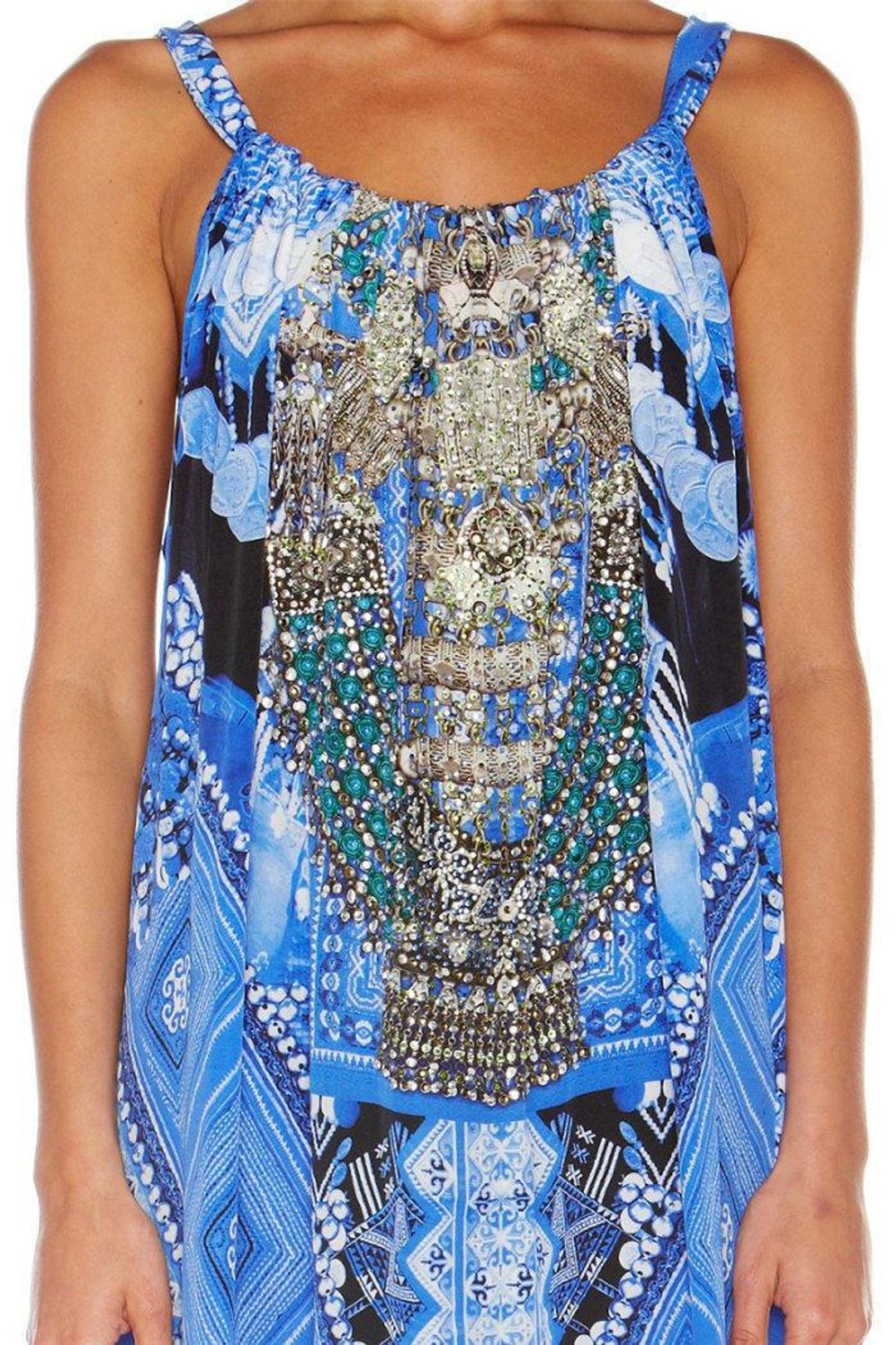 Camilla A World Between The Warp Dress Blue Print Size 12 for rent on The Volte - main image