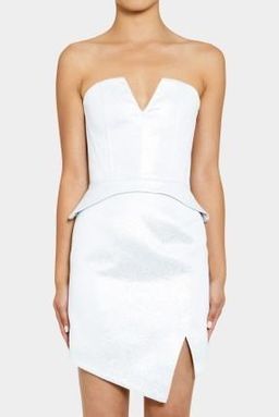Nicholas Foil Jacquard Strapless Dress White 6 for rent on The Volte - image 1