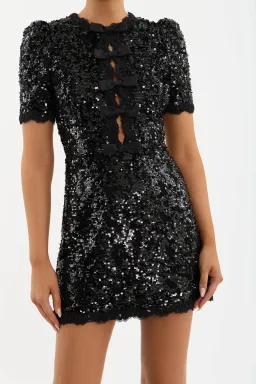 Rebecca Vallance Diana Bow Mini Dress Black Size 6 for rent on The Volte - image 5