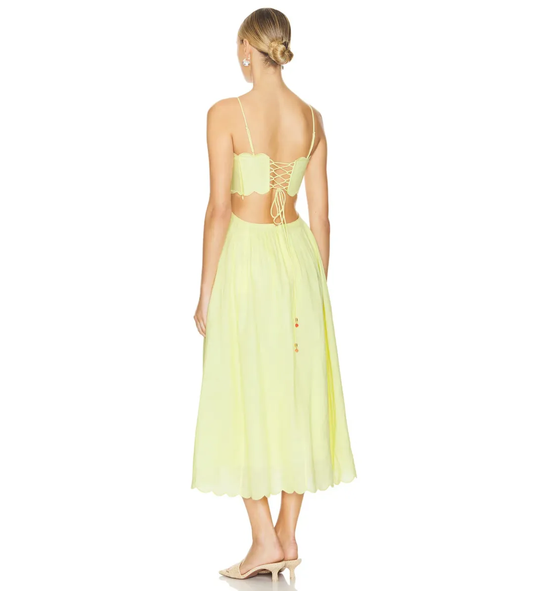 Zimmermann Halliday Scallop Midi Dress In Yellow Size 2 / Au 12 for rent on The Volte - main image