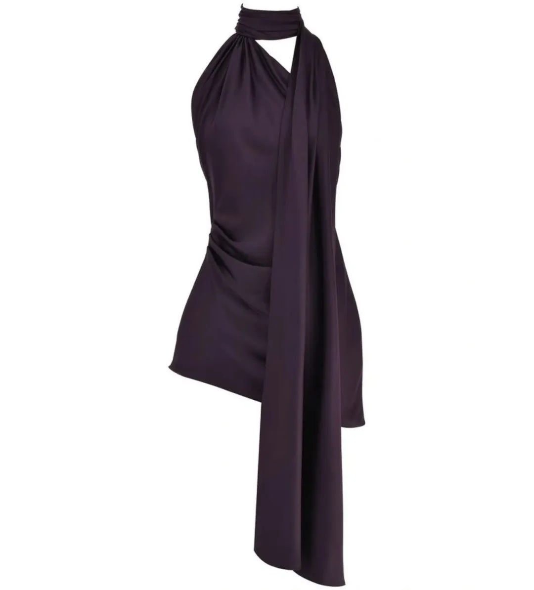 House Of Cb Aida Night Shade Asymmetric Wrap Neck Dress Purple Size S/Au 8 for rent on The Volte - main image