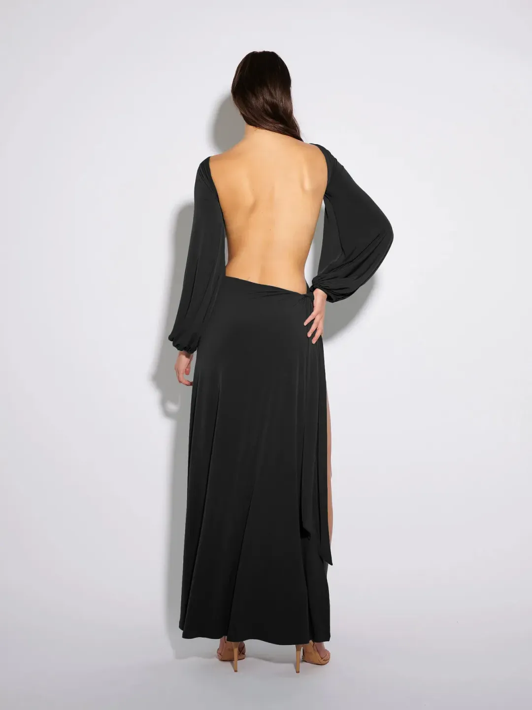 Effie Kats Gisele Gown Maxi Dress in Black Size 6  for rent on The Volte - main image