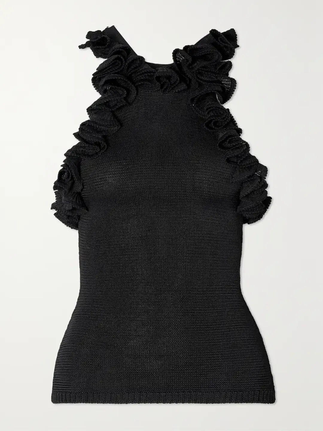 Zimmermann Matchmaker Ruffled Tank Top Knit Black Size 0 / AU 8 for rent on The Volte - main image