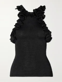 Zimmermann Matchmaker Ruffled Tank Top Knit Black Size 0 / AU 8 for rent on The Volte - image 2