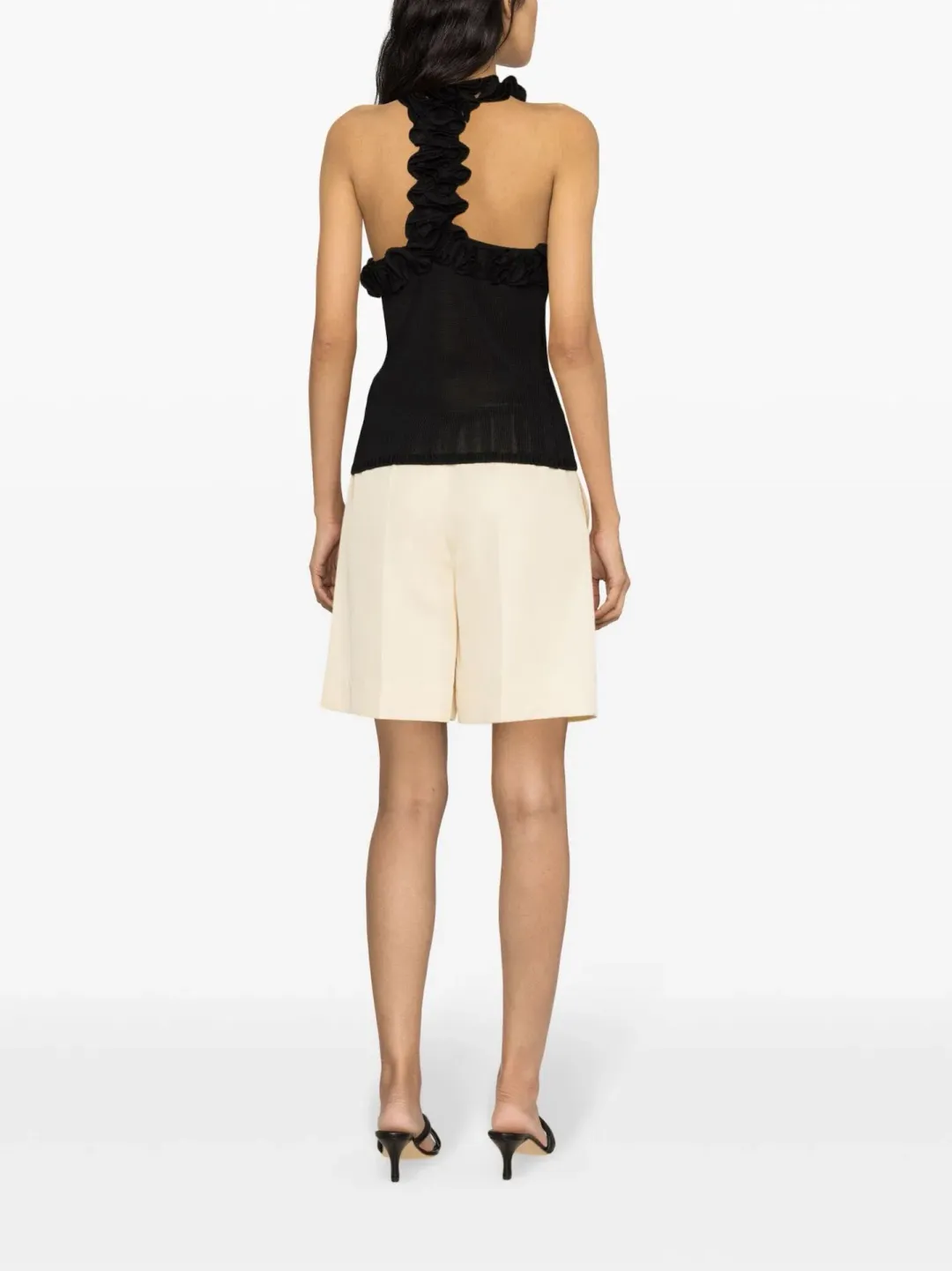 Zimmermann Matchmaker Ruffled Tank Top Knit Black Size 0 / AU 8 for rent on The Volte - main image