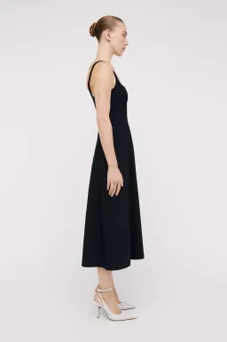 Scanlan Theodore Crepe Knit Square Neck Dress Navy Size 8 for rent on The Volte - image 3