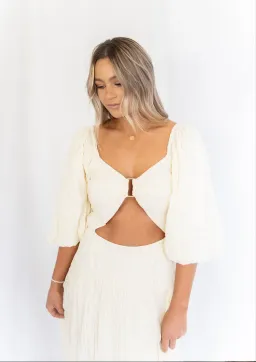 Sovere Mercy Reversible Midi Dress in French Vanilla Size  for rent on The Volte - image 5