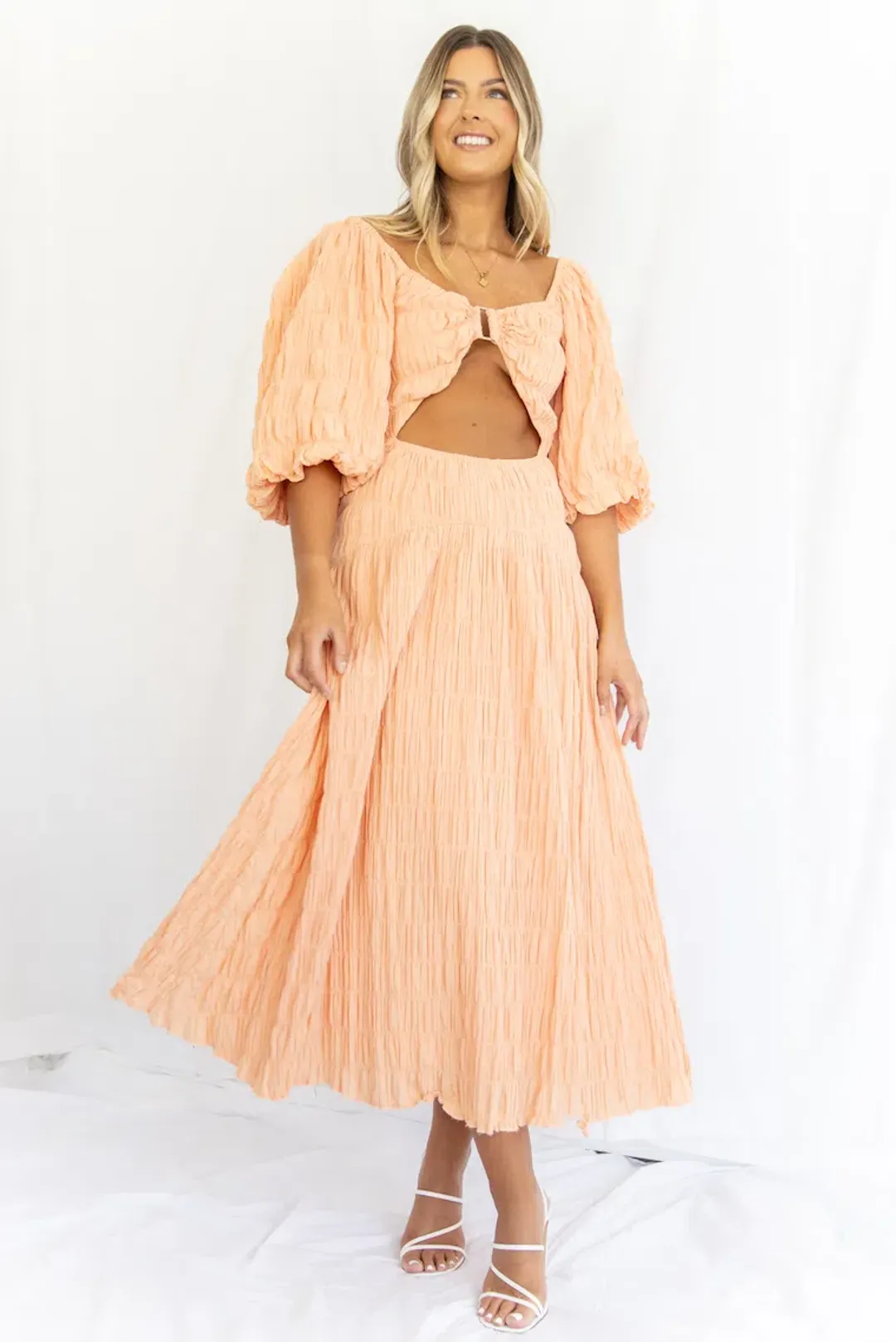 Sovere Mercy Reversible Midi Dress Orange Size 12 for rent on The Volte - main image