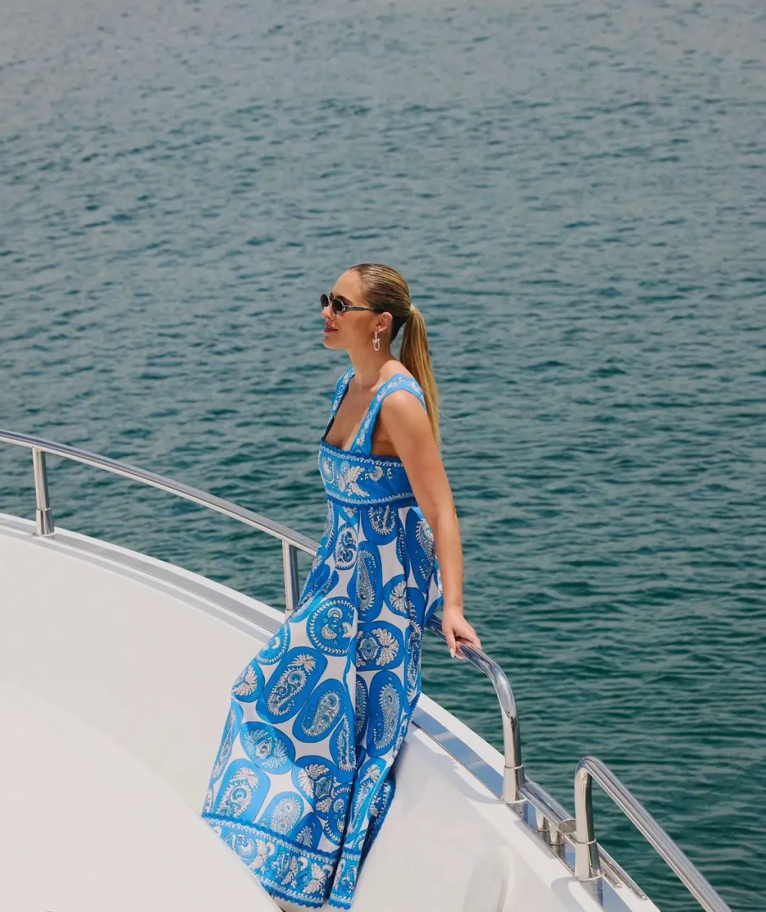 Alemais Dianna Summer Dress Blue/White Paisley Print Size 8 for rent on The Volte - main image