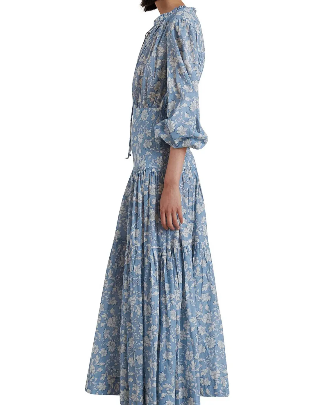 Bec & Bridge Floral Skies Full Bell Sleeve Maxi Dress Blue Size 8 for rent on The Volte - main image