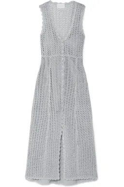 Alice McCall Magic Metallic Open Knit Midi Dress In Stone Size 10 for rent on The Volte - image 4