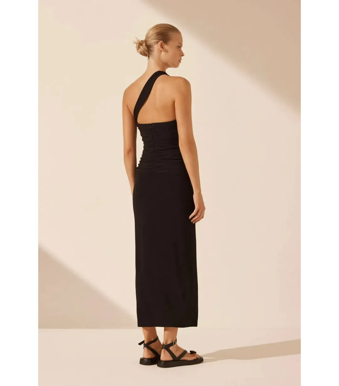 Shona Joy Yvette One Shoulder Midi Dress in Black Size AU 10 for rent on The Volte - main image