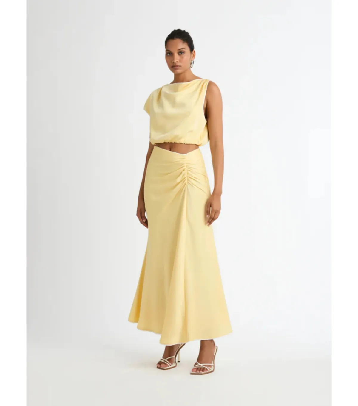 Sheike Milani Top and Midi Skirt in Lemon Size AU 6 for rent on The Volte - main image