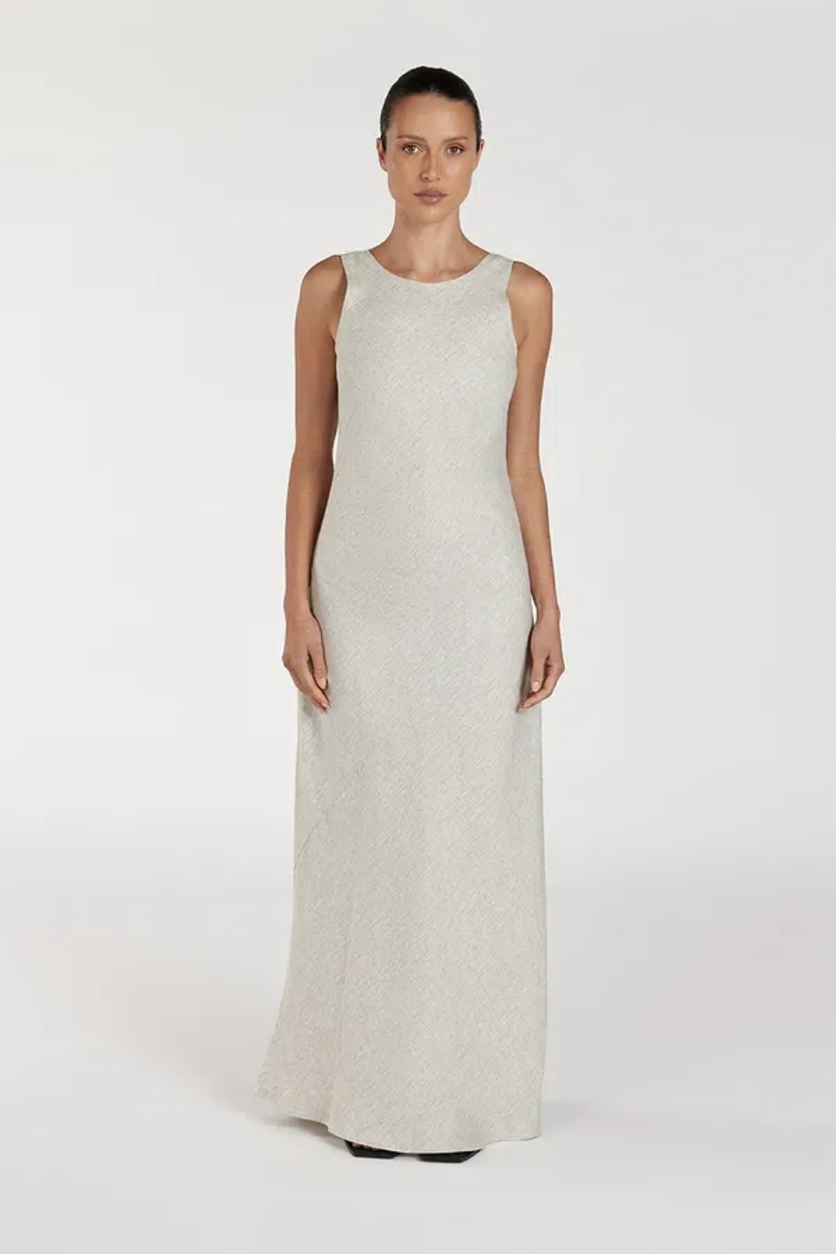 Dissh Lyra Natural Linen Midi Dress in Natural Size AU 12  for rent on The Volte - main image