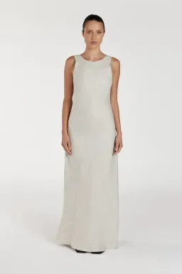 Dissh Lyra Natural Linen Midi Dress in Natural Size AU 12  for rent on The Volte - image 1