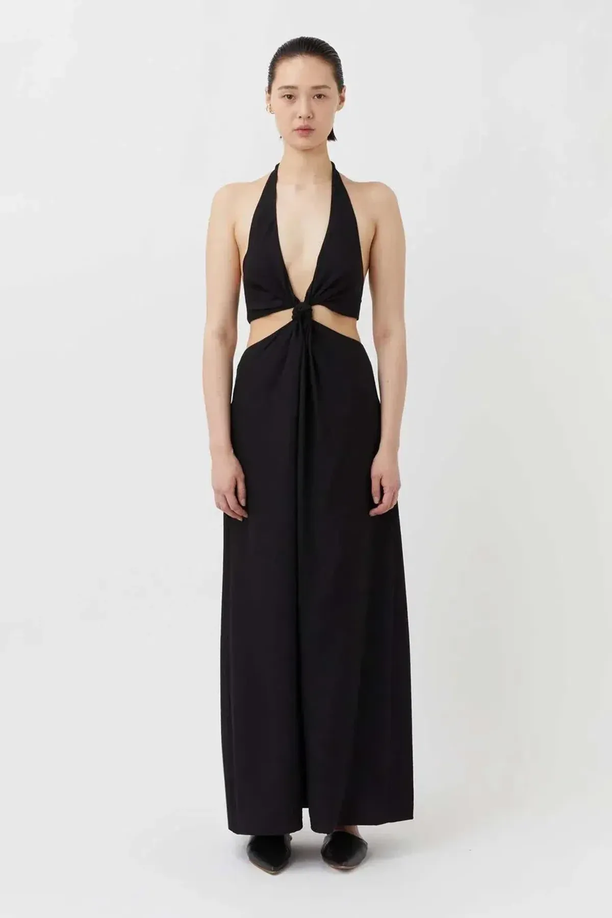 Camilla and Marc Prado Cut Out Evening Halter Maxi Dress Black Size 8 for rent on The Volte - main image
