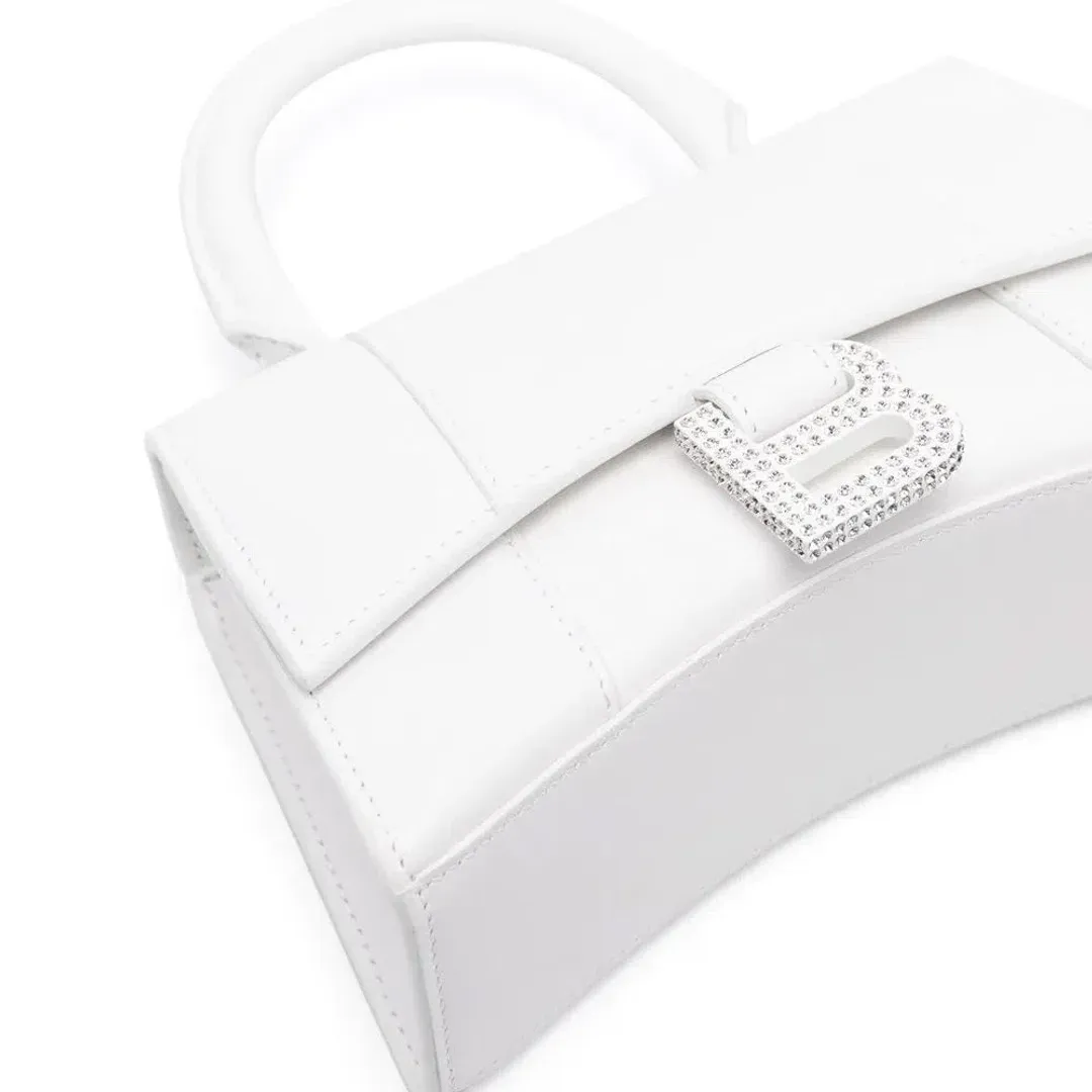 Balenciaga Hourglass Bag Crystal Logo White Size XS for rent on The Volte - main image