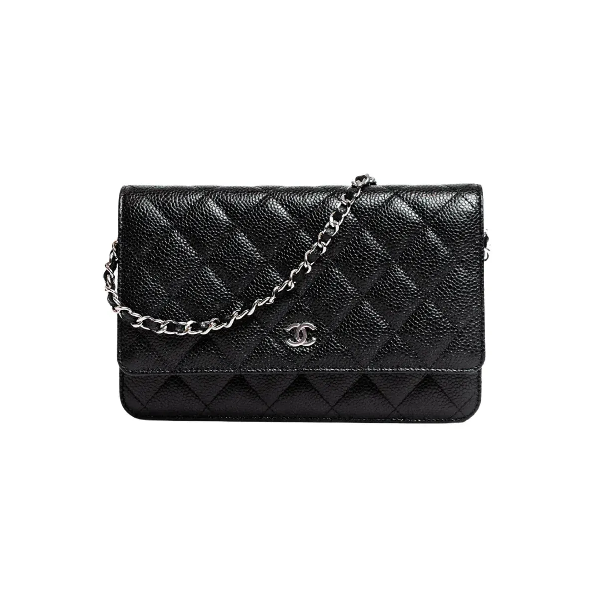 Chanel Classic Wallet On Chain Bag Black/Silver for rent on The Volte - main image