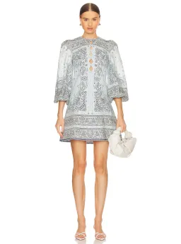 Zimmermann Matchmaker Keyhole Mini Dress Blue Bandana Size 4 / AU 16 for rent on The Volte - image 1
