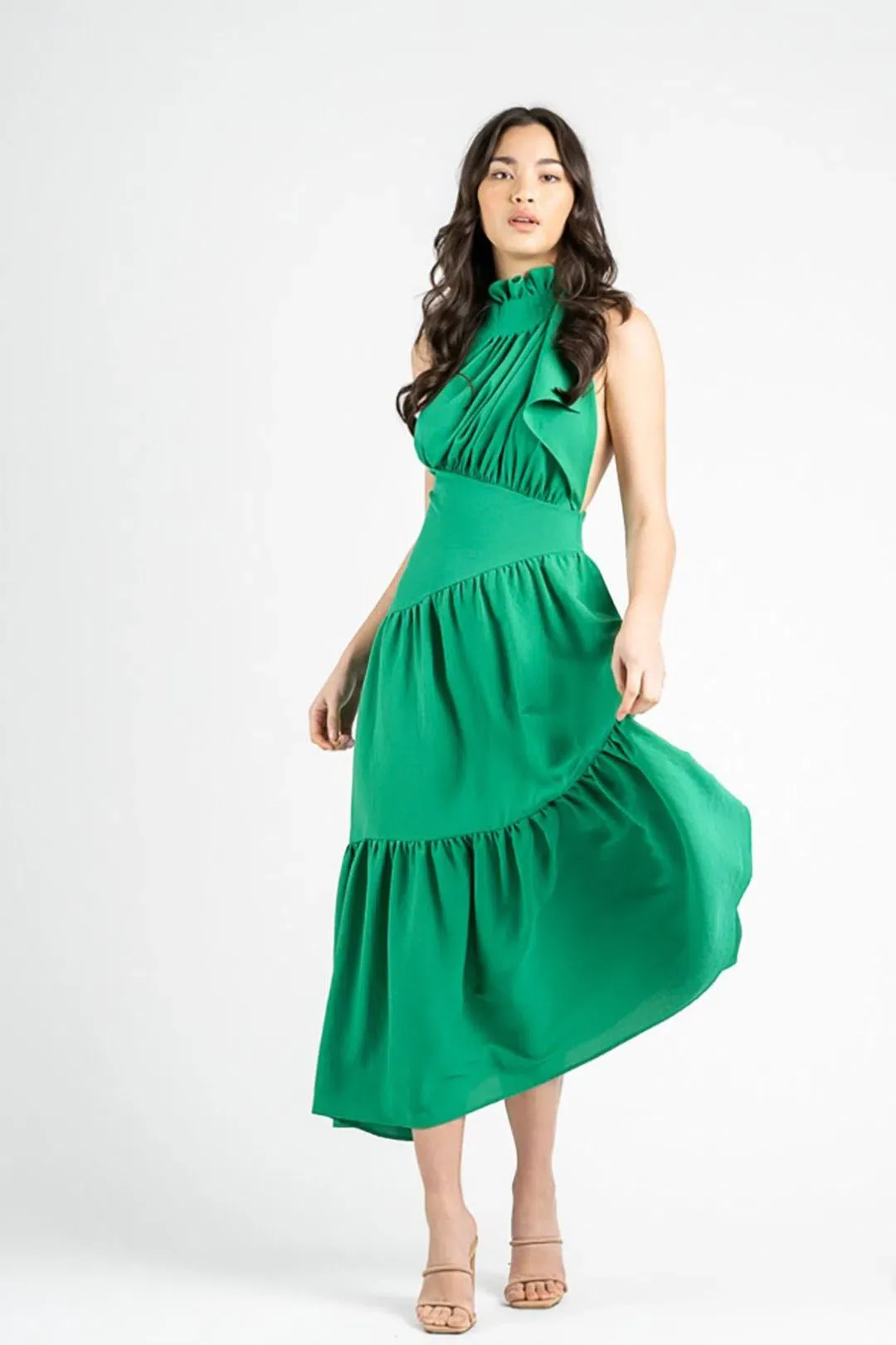One Fell Swoop Serendipity Maxi Dress Fern Green Size 8 for rent on The Volte - main image