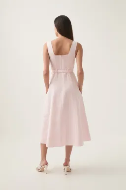 Aje Primary Belted Midi Dress Pastel Pink Size 12 for rent on The Volte - image 3