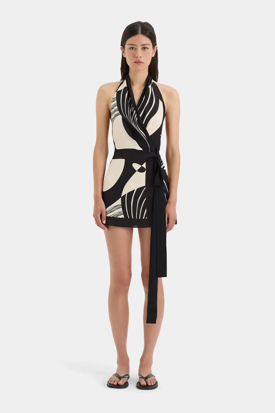 Sir The Label  Realisme Wrap Halter Mini Dress Papier Print Size 2 / AU 10 for rent on The Volte - main image