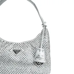 Prada Satin Crystal Mini Bag Silver  for rent on The Volte - image 2