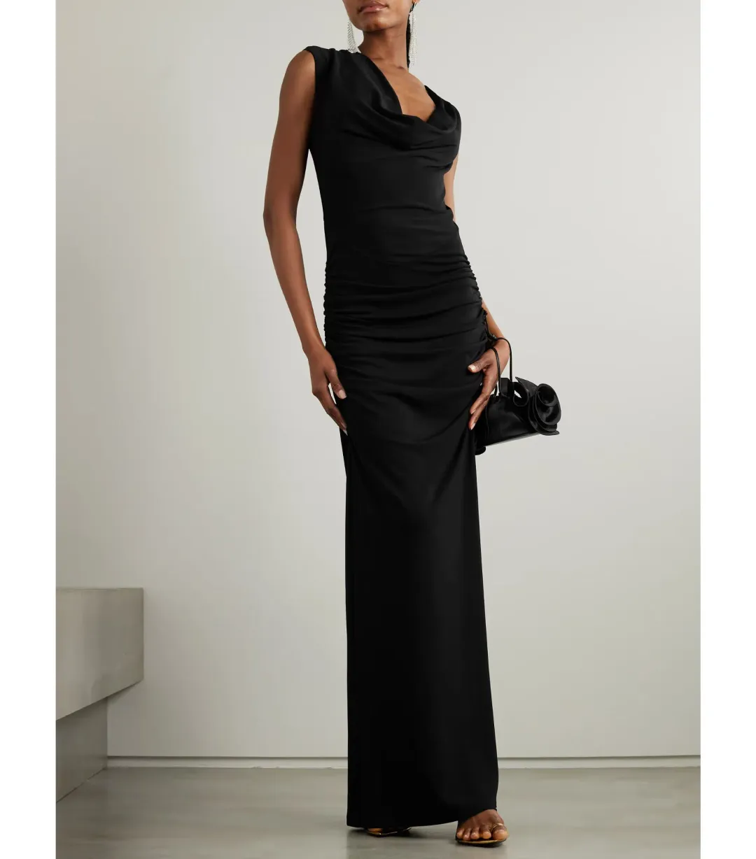 Michael Lo Sordo Drape Front Maxi Dress in Black AU 12 for rent on The Volte - main image