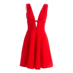 Miu Miu Bow Embellished Cady Crepe Dress Red Size AU 8 for rent on The Volte - image 2