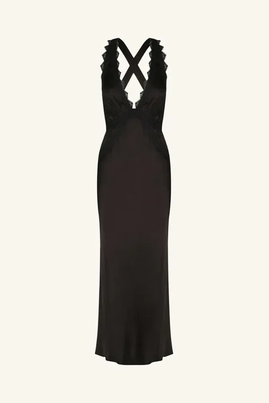 Shona Joy Camille Lace Cross Back Midi Dress Black Size 6 for rent on The Volte - main image