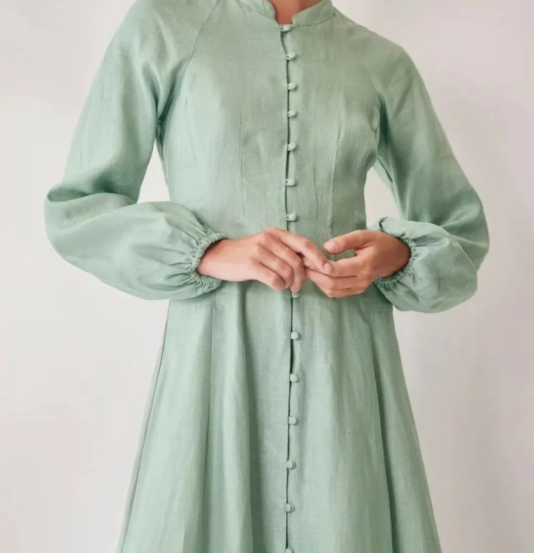 Morrison Tilly Linen Midi Dress in Sea Green Size 3 (AU 12) for rent on The Volte - main image
