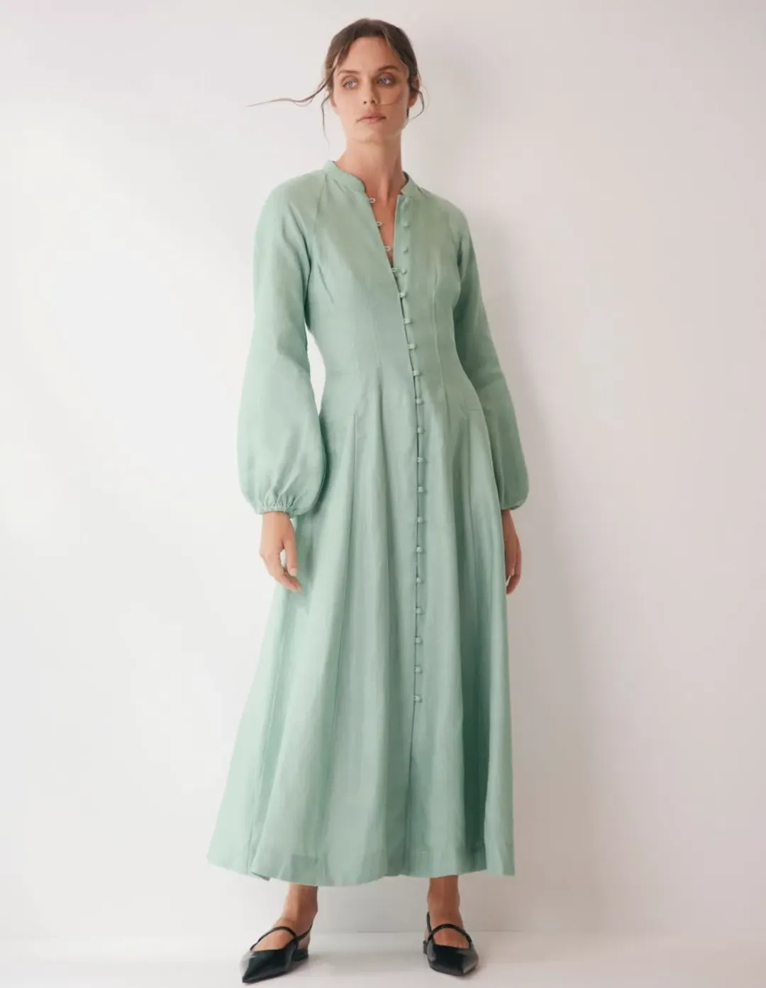 Morrison Tilly Linen Midi Dress in Sea Green Size 3 (AU 12) for rent on The Volte - main image