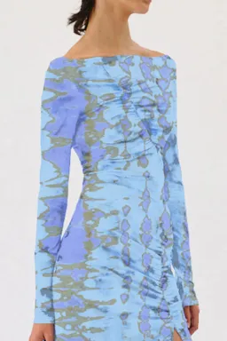 Suboo Claudia Long Sleeved Mini Dress Ice Blue Texture Size 8 for rent on The Volte - image 4