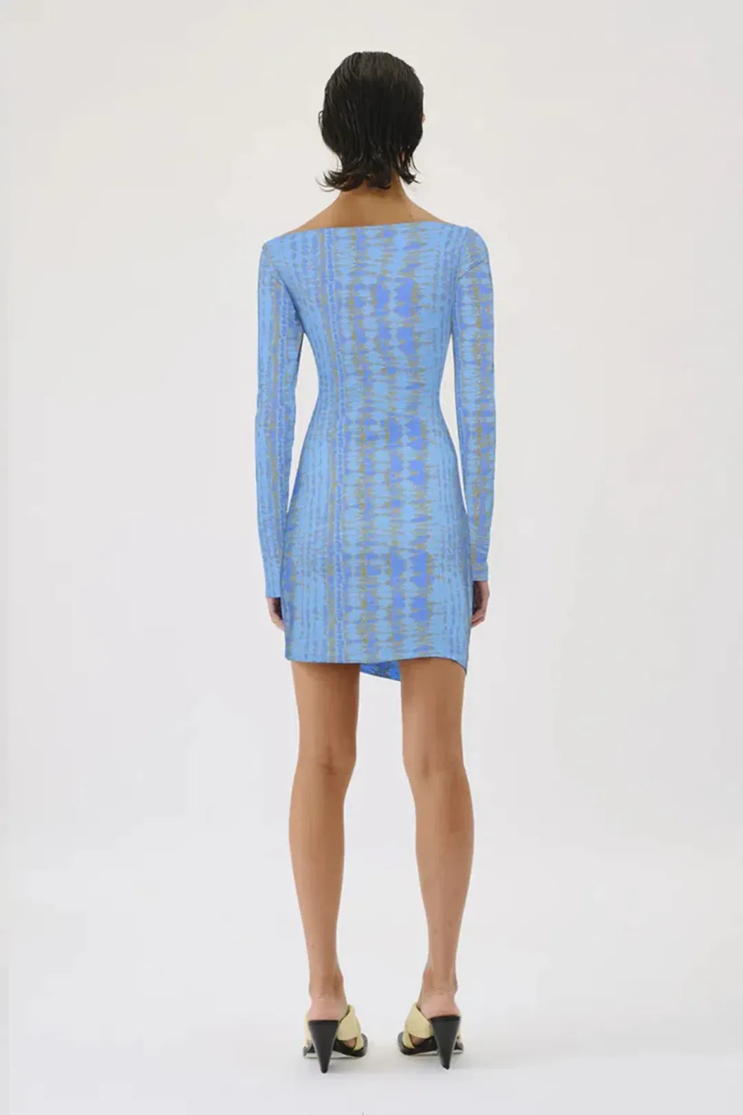Suboo Claudia Long Sleeved Mini Dress Ice Blue Texture Size 8 for rent on The Volte - main image