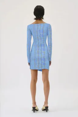 Suboo Claudia Long Sleeved Mini Dress Ice Blue Texture Size 8 for rent on The Volte - image 3