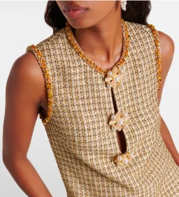 Self-Portrait Boucle Embellished Mini Dress Gold Size AU 10 for rent on The Volte - image 5