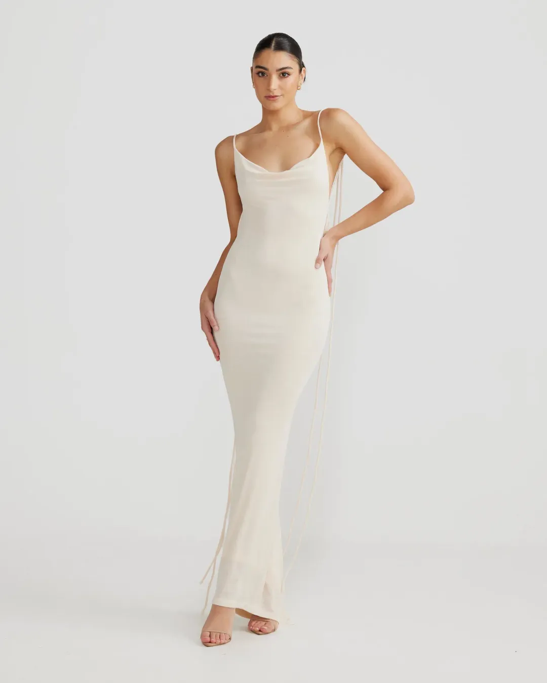 Melani The Label Cristina Gown in Pearl White Size XS / AU 6 for rent on The Volte - main image