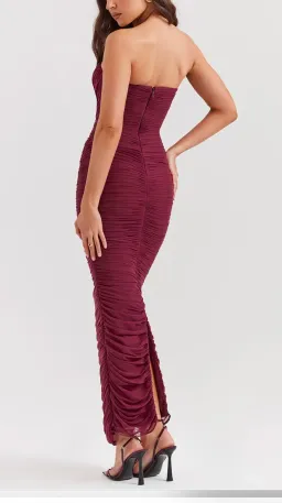House of CB Sapphire Strapless Gathered Maxi Dress Wine Size XS / AU 6 for rent on The Volte - image 5