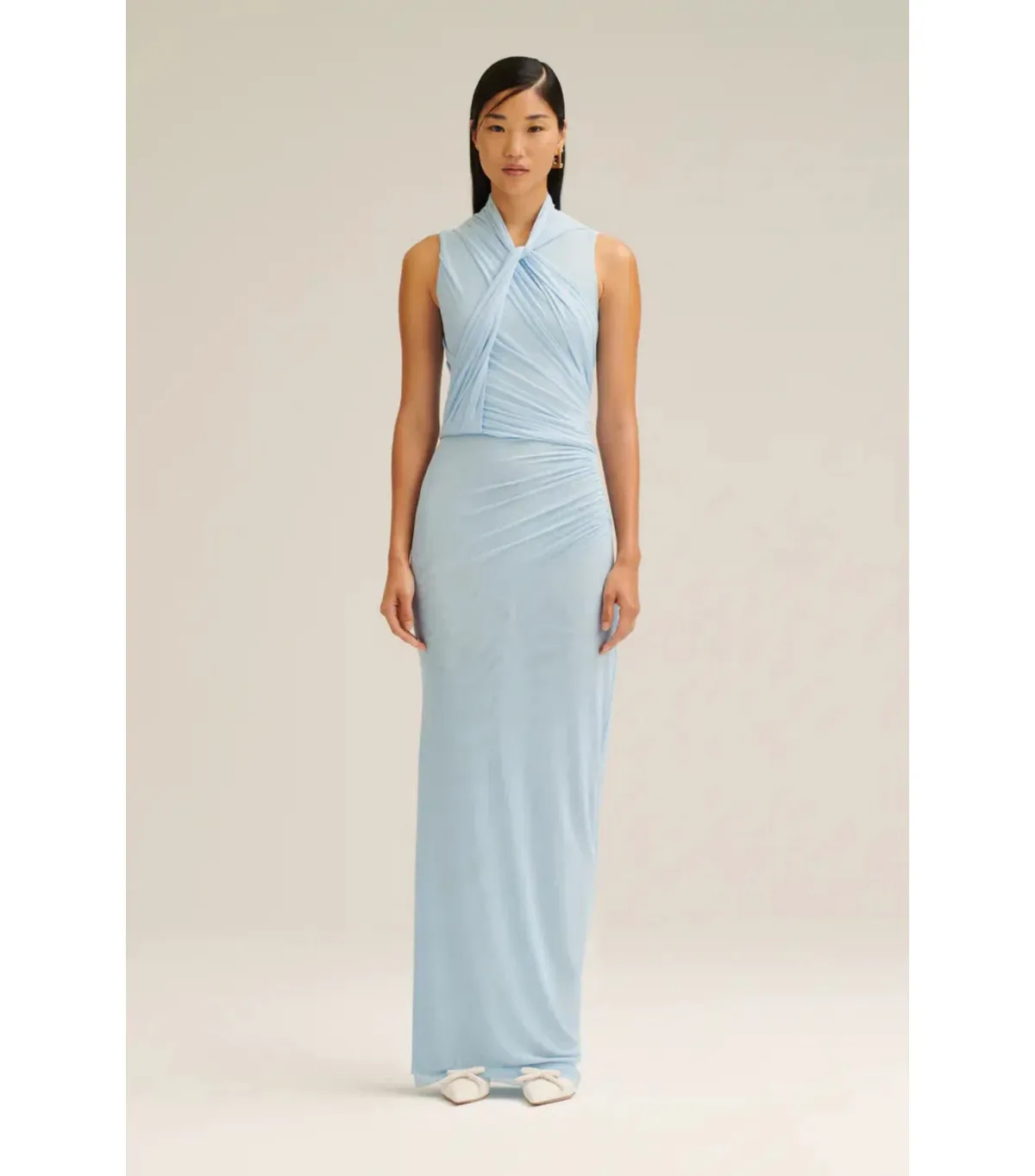 Scanlan Theodore Mesh Drape Top And Skirt Pale Blue Size AU 10 for rent on The Volte - main image
