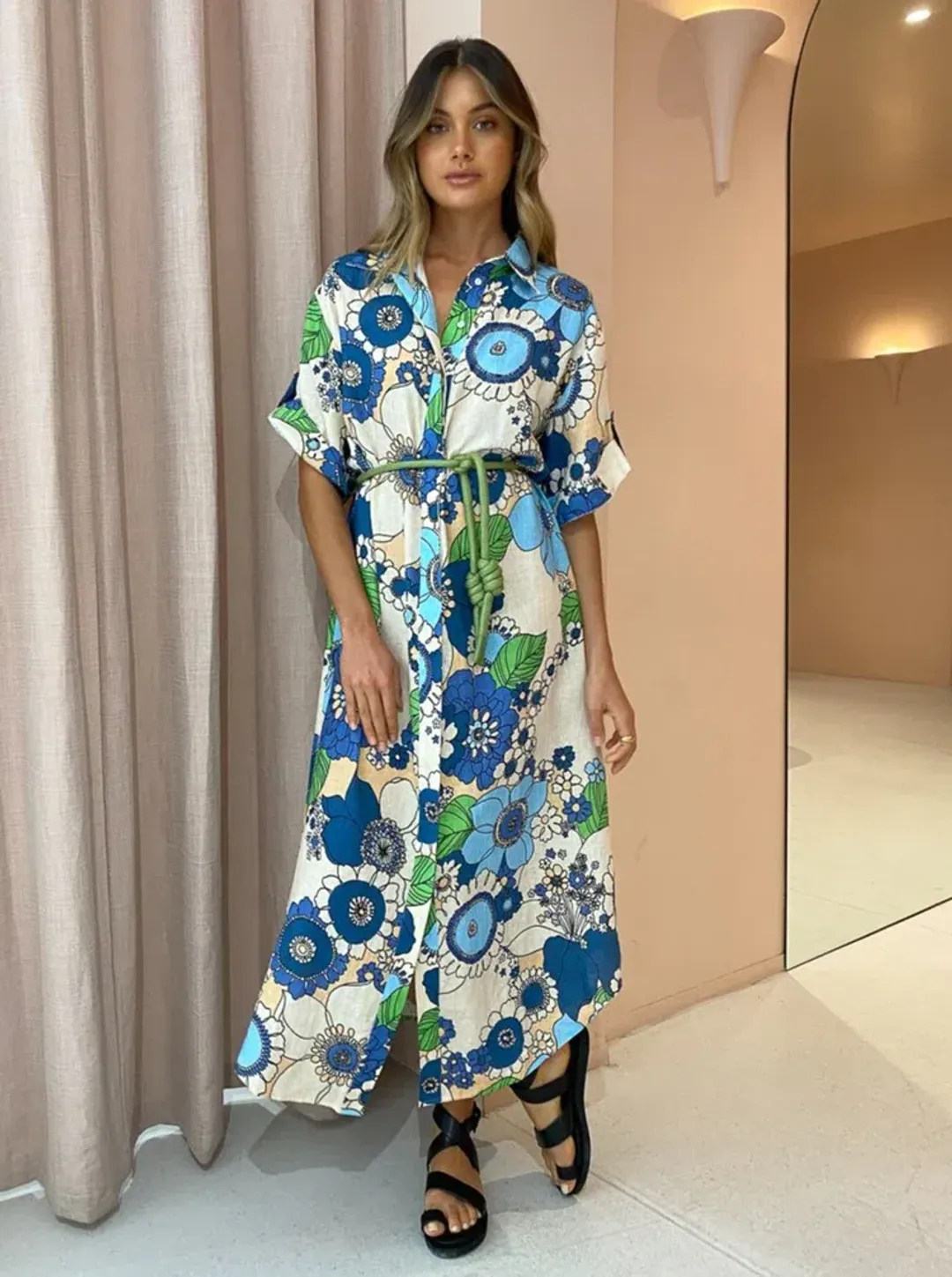 Alemais Farrah Shirtdress in Blue Size AU 10   for rent on The Volte - main image