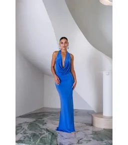 Sneaky Link Saint Plunge Maxi Dress in Sapphire Size AU 8 for rent on The Volte - image 1