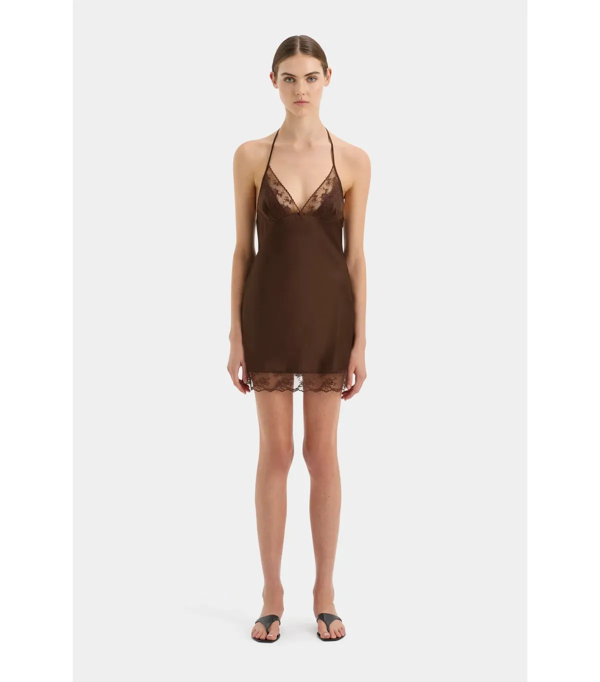 Sir The Label Aries Halter Mini Dress Chocolate Brown Size 0 / AU 6 for rent on The Volte - main image