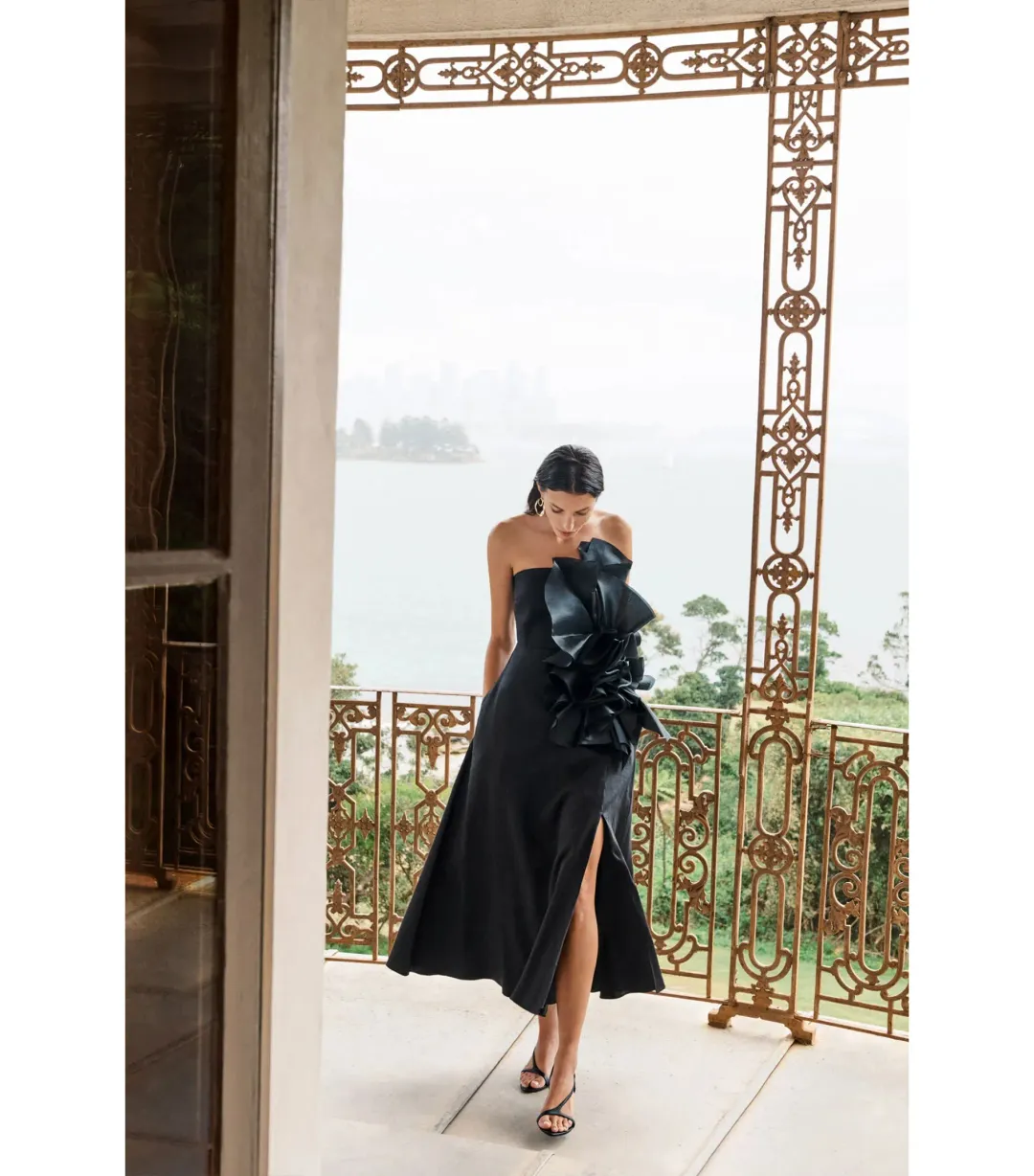 Aje Energy Midi Dress in Black Size AU 8  for rent on The Volte - main image