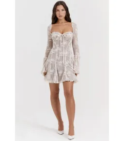 House Of CB Analissa Lace Corset Mini Dress Vintage Cream Size S / AU 8 for rent on The Volte - image 1