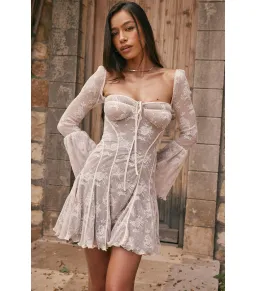House Of CB Analissa Lace Corset Mini Dress Vintage Cream Size S / AU 8 for rent on The Volte - image 6