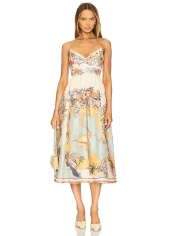 Zimmermann Tallow Tucked Bodice Midi Dress Nautical Map Size 1 / AU 10 for rent on The Volte - image 1